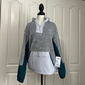 Hooey Gray Sherpa with Teal Panel Pullover